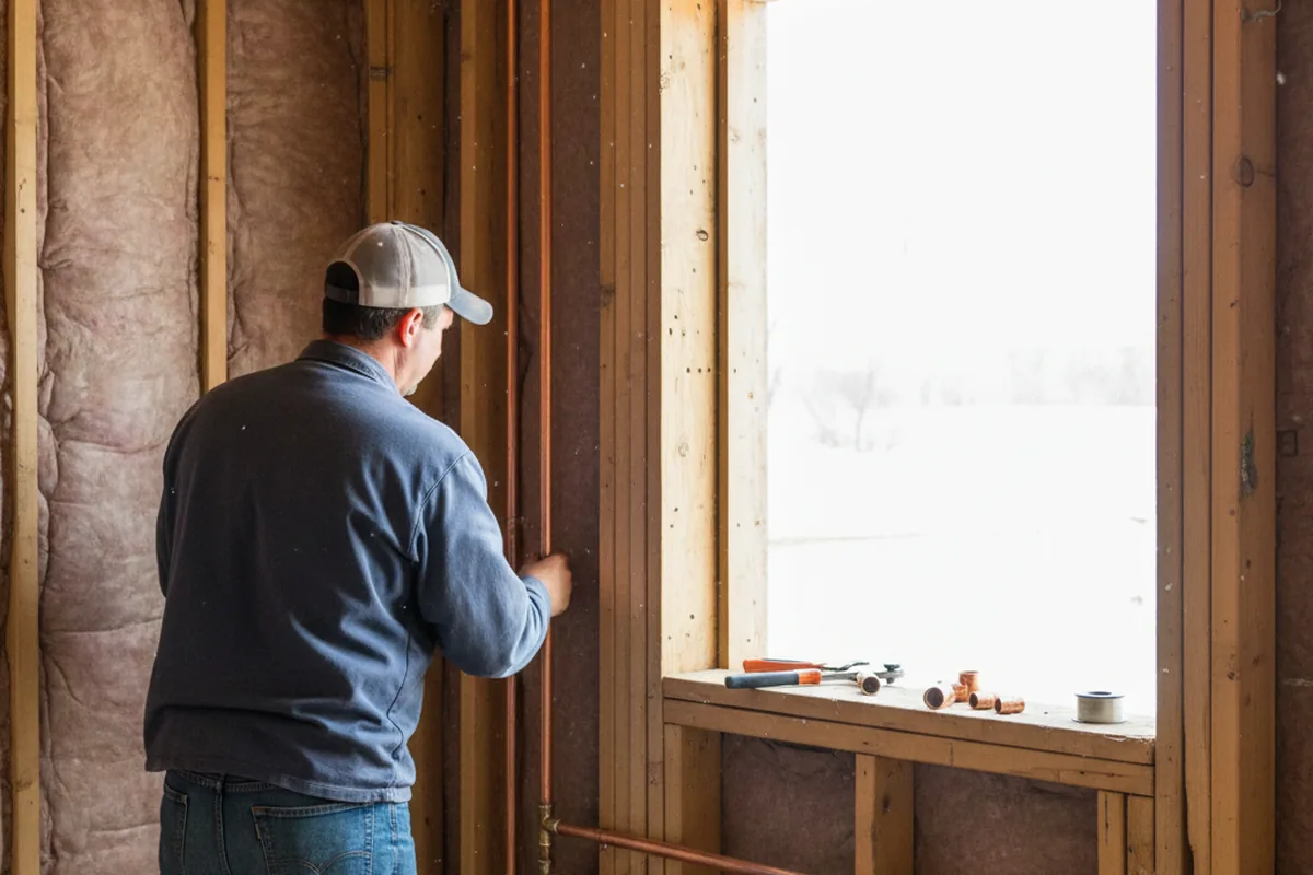 Licensed plumber running new copper supply lines in a Loachapoka home