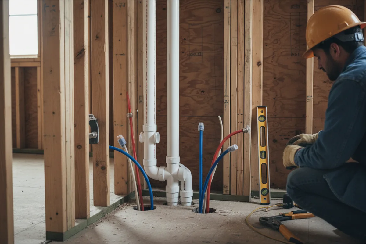 Drain and supply rough-in during Leak Detection in Loachapoka